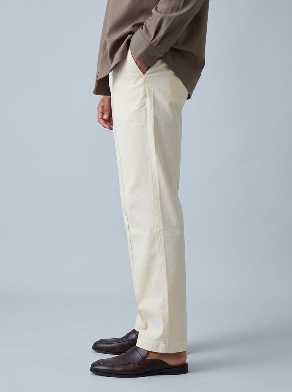 Twill (Off-White Cotton Formal Trousers)