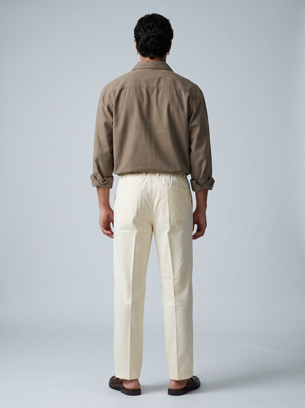 Twill (Off-White Cotton Formal Trousers)