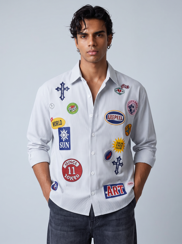 Badge Pinstripe Shirt