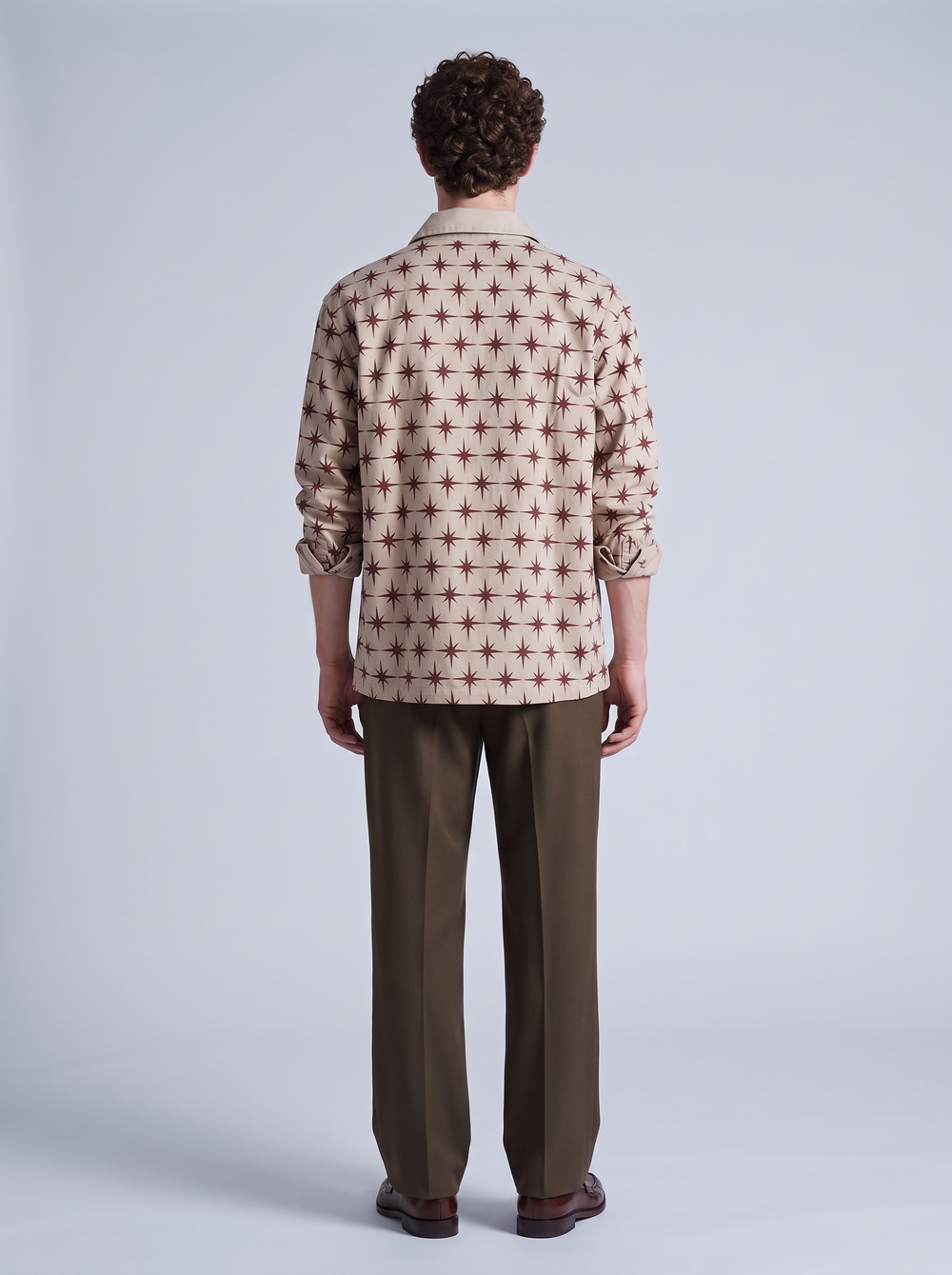 Cream Twill All-Over star Print boxy Shirt