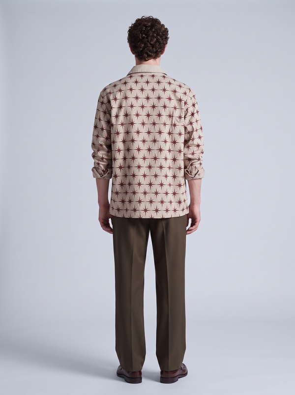 Cream Twill All-Over star Print boxy Shirt