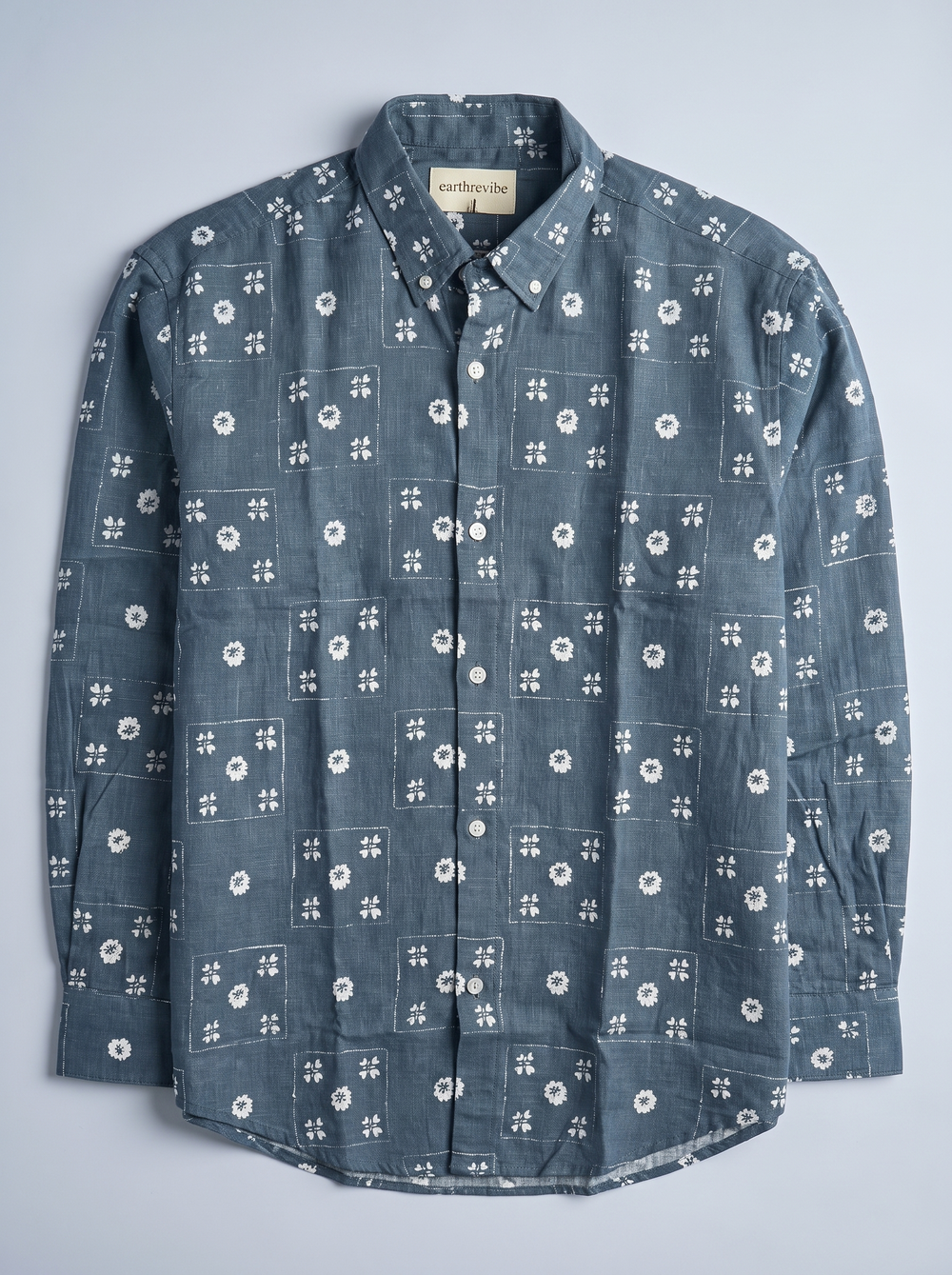 Blue Floral Patchwork Shirt
