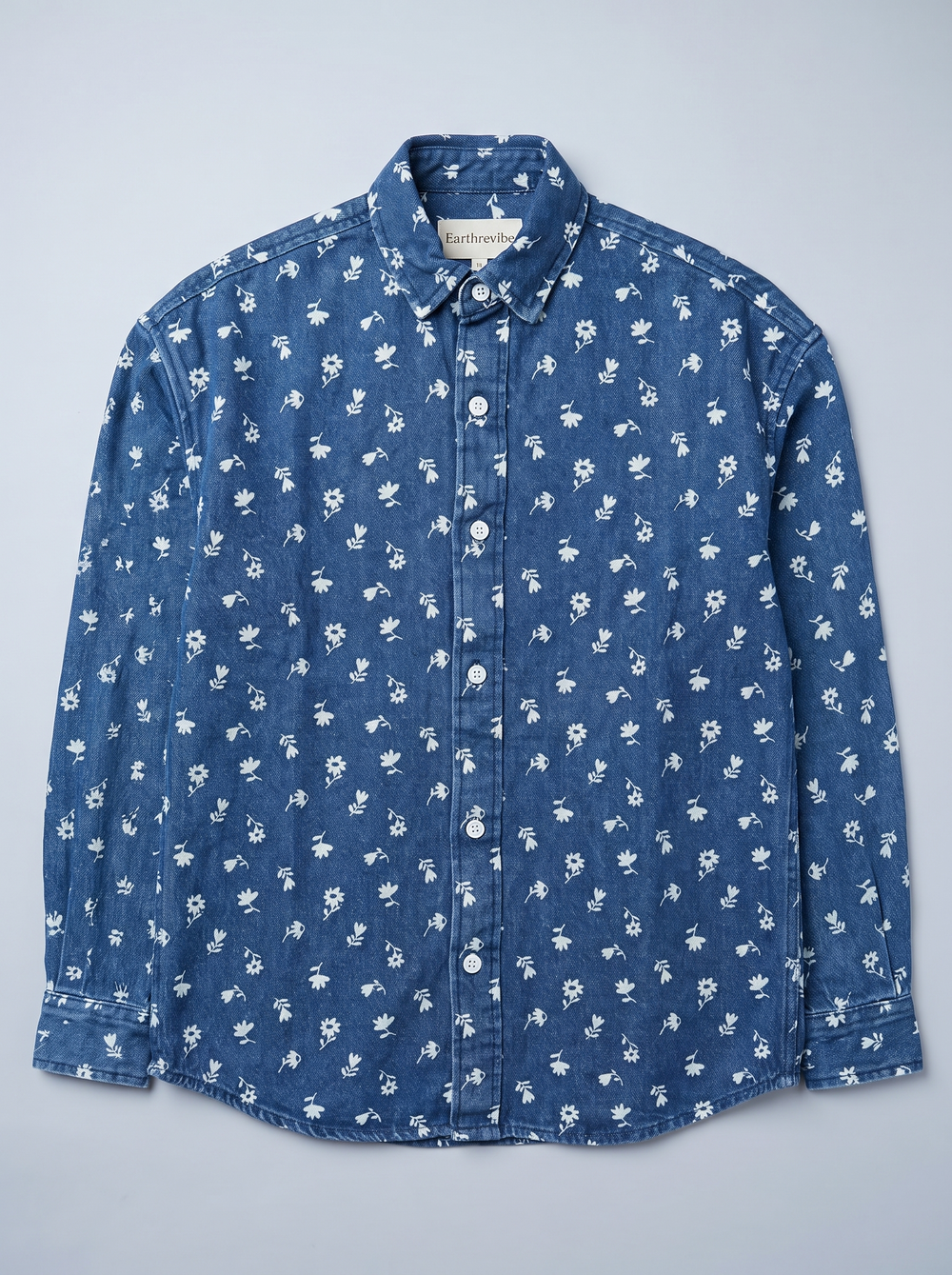 Indigo Denim Floral Shirt