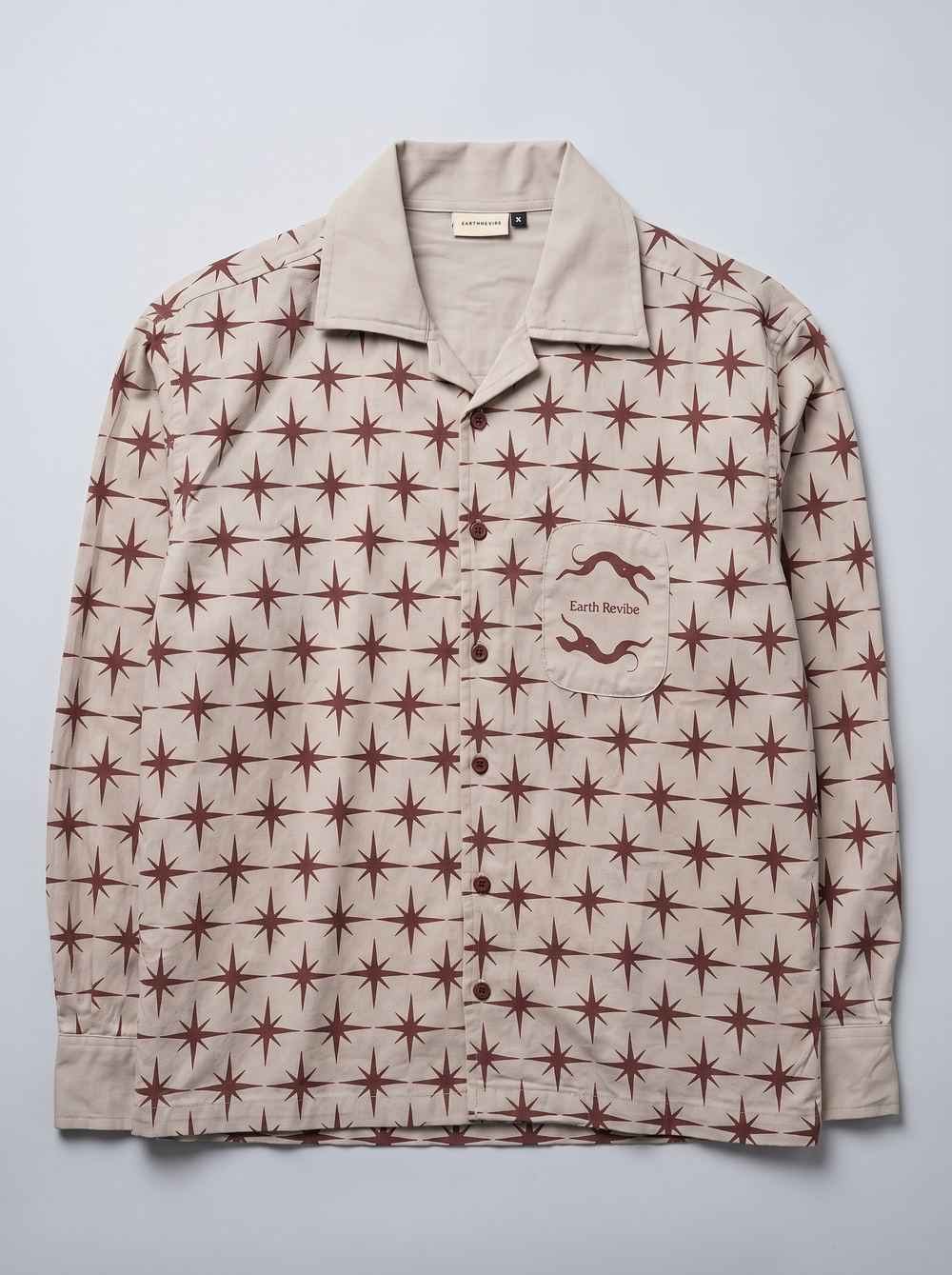 Cream Twill All-Over star Print boxy Shirt