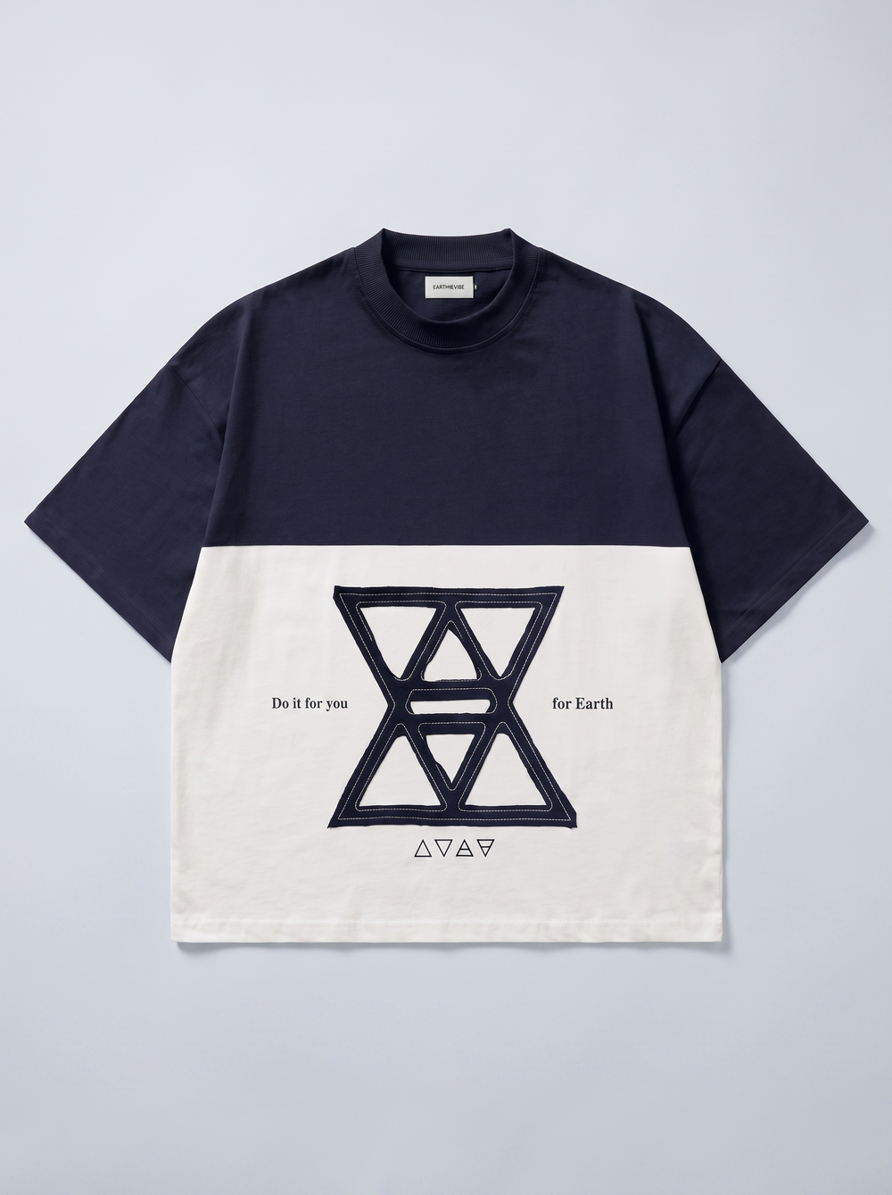 Navy & White Colour-Block Boxy Tee