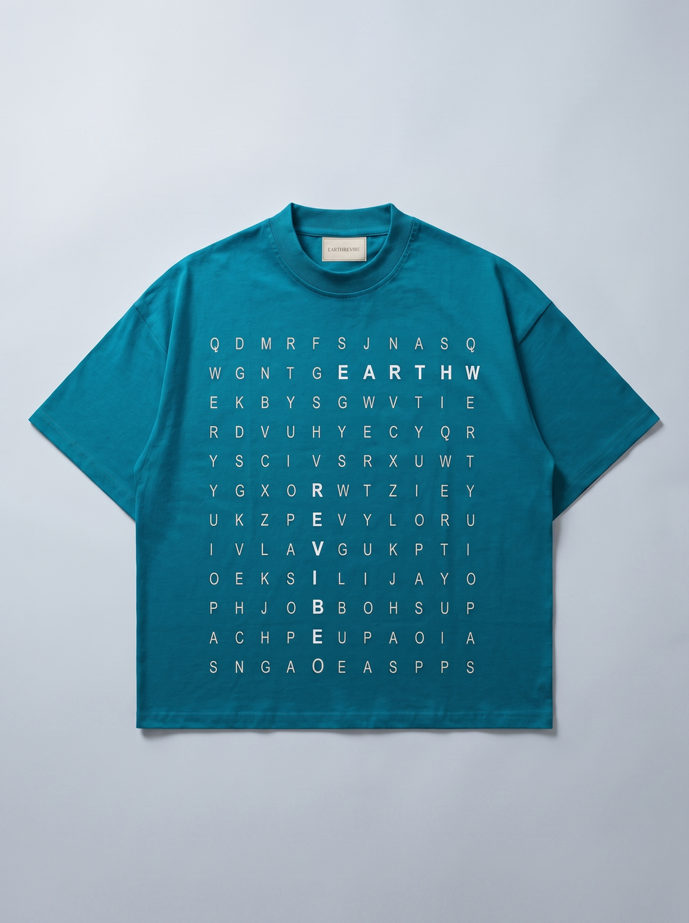 Plain Blue word hunt boxy Tee