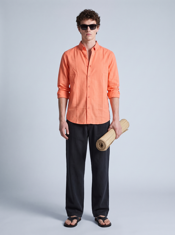 Sunset Coral Linen Shirt