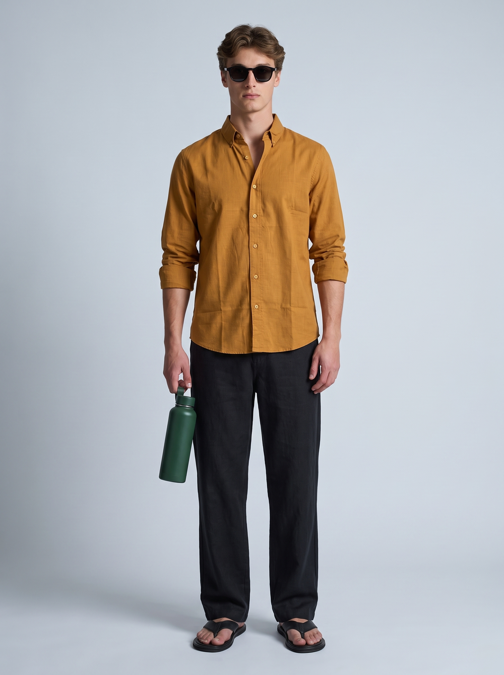 Amber Mustard Linen Shirt