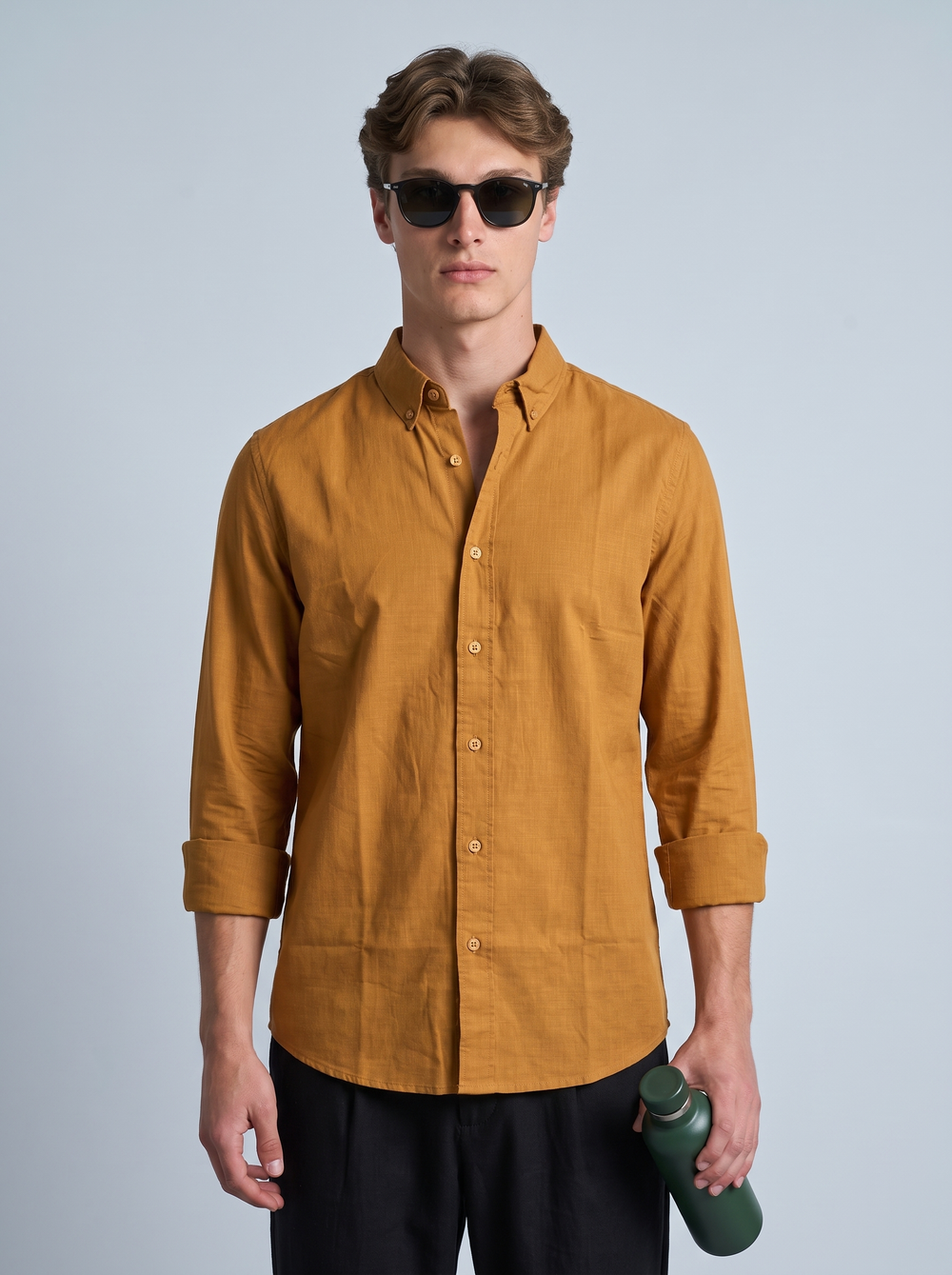 Amber Mustard Linen Shirt