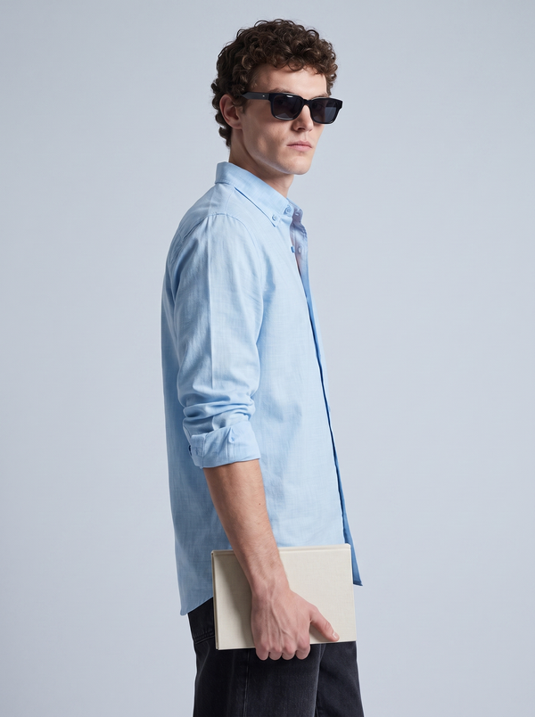 Powder Blue Linen Shirt