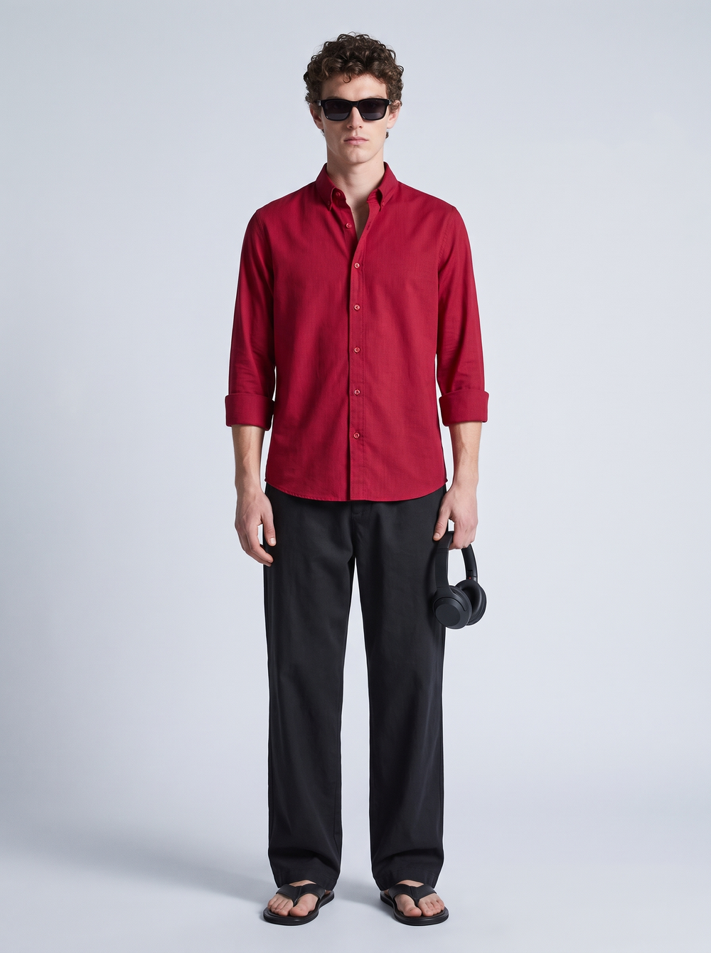 Crimson Red Linen Shirt