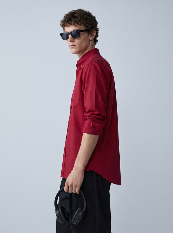 Crimson Red Linen Shirt