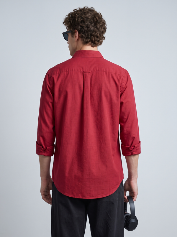 Crimson Red Linen Shirt