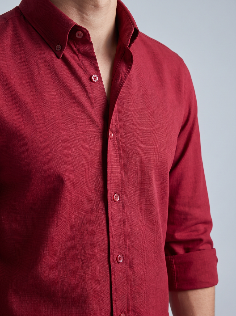 Crimson Red Linen Shirt