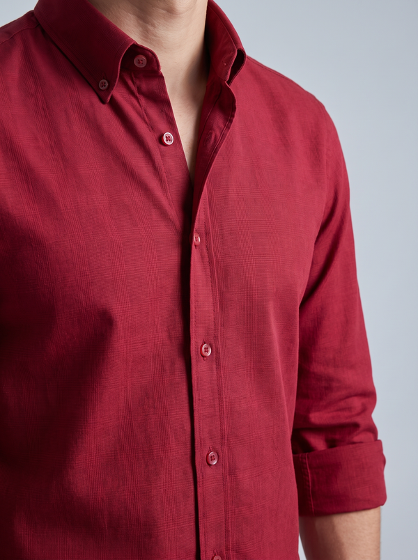 Crimson Red Linen Shirt