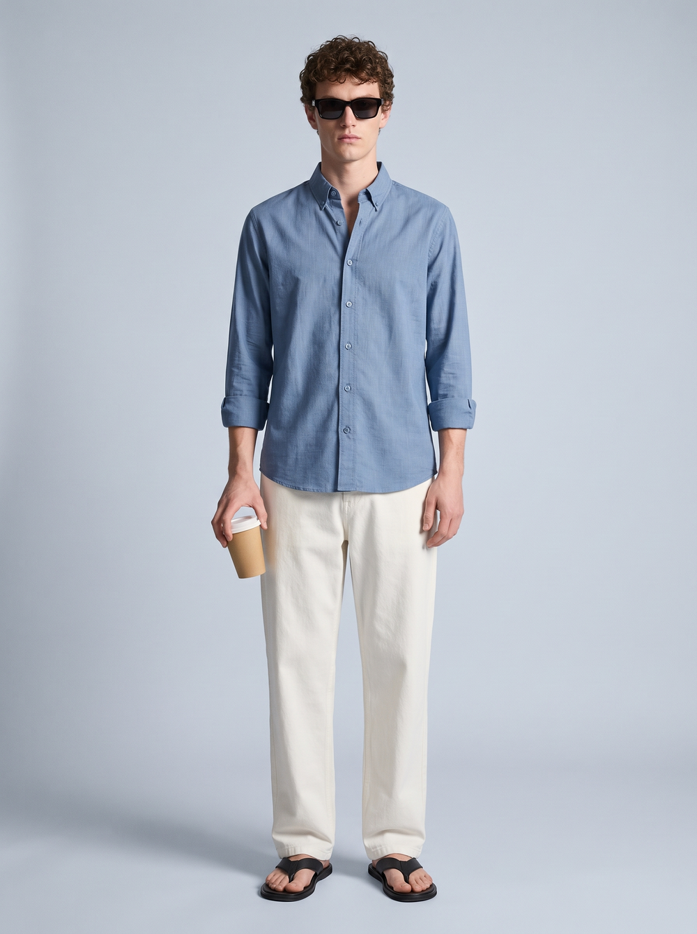 Steel Blue Linen Shirt