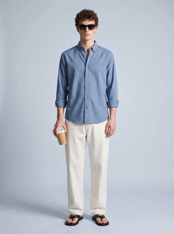 Steel Blue Linen Shirt