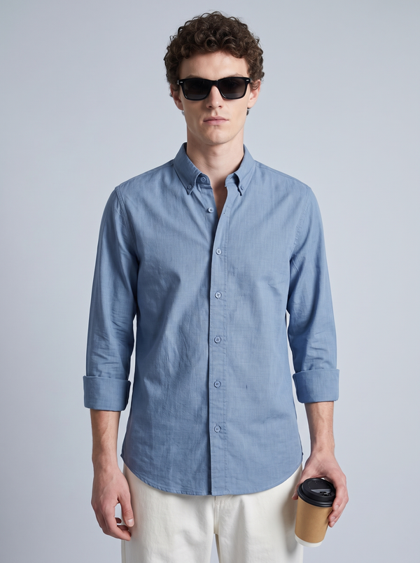 Steel Blue Linen Shirt