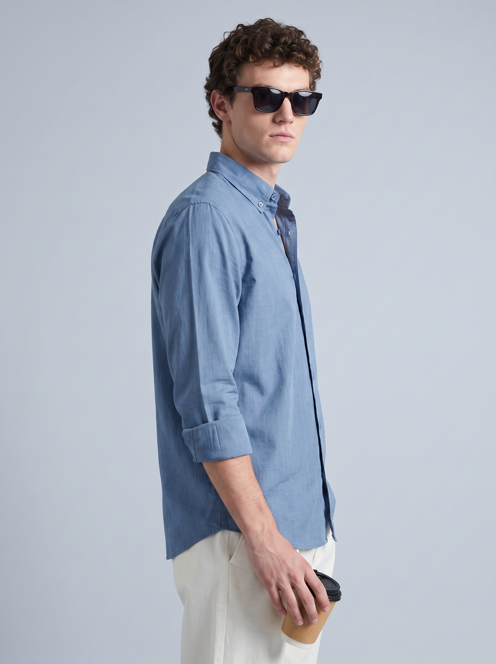 Steel Blue Linen Shirt
