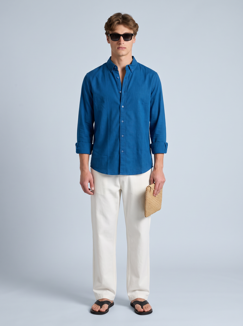 Cobalt Blue Linen Shirt
