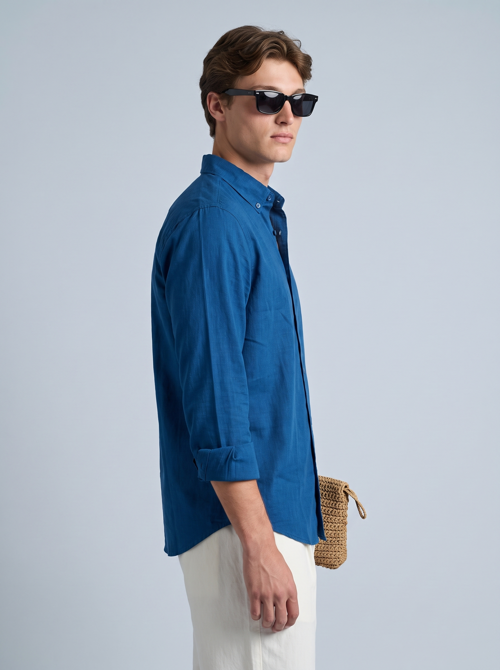 Cobalt Blue Linen Shirt