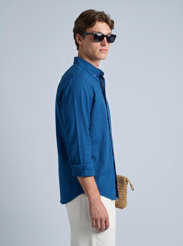 Cobalt Blue Linen Shirt