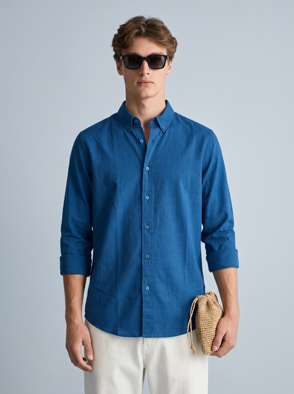 Cobalt Blue Linen Shirt