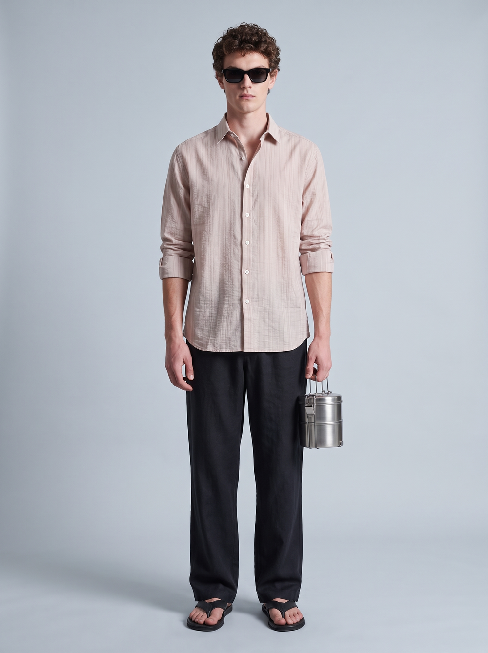 Blush Self-Stripe Shirt
