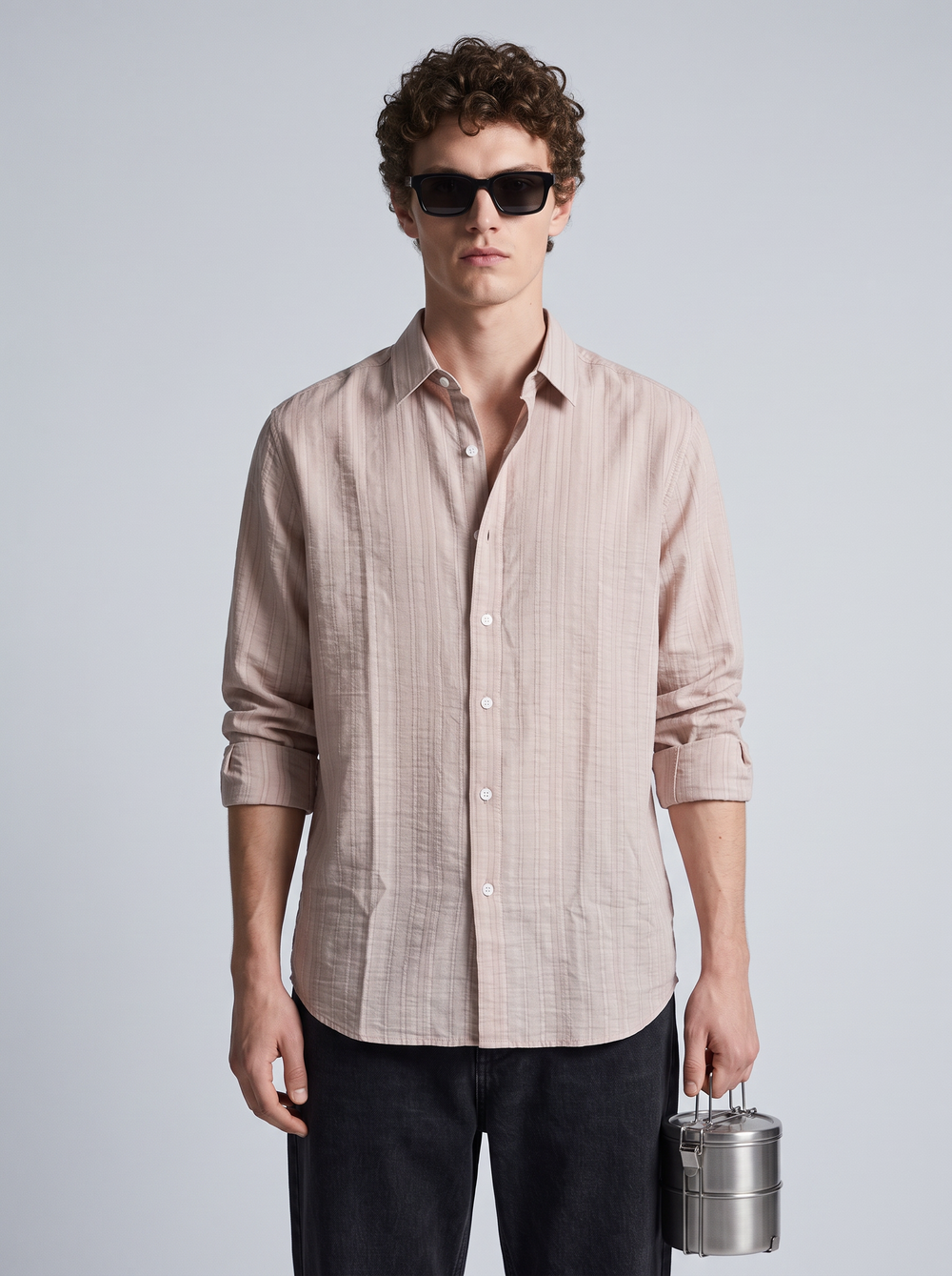 Blush Self-Stripe Shirt