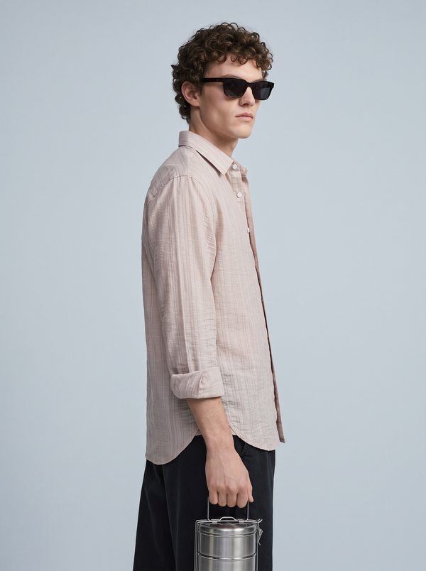 Blush Self-Stripe Shirt