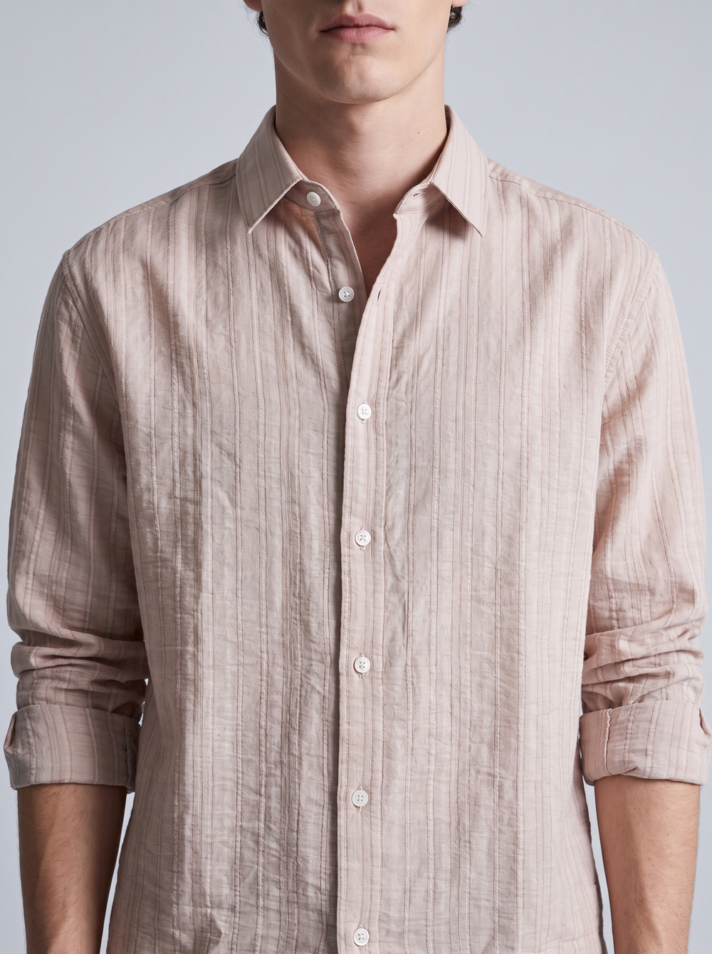 Blush Self-Stripe Shirt
